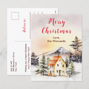 Winter Holiday Cottage Merry Christmas