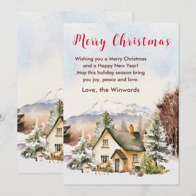 Winter Holiday Cottage Merry Christmas (Front/Back)