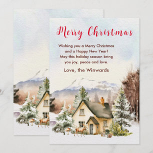 Winter Holiday Cottage Merry Christmas