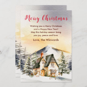 Winter Holiday Cottage Merry Christmas