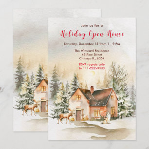 Winter Holiday Cottage Open House Invitation