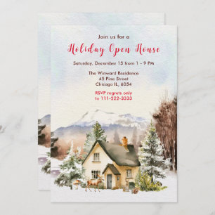 Winter Holiday Cottage Open House Invitation
