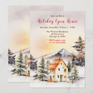 Winter Holiday Cottage Open House Invitation