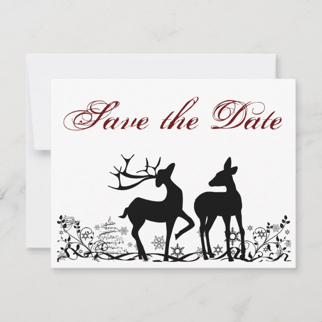 Winter Holiday Deer Save the Date Announcement (Front)