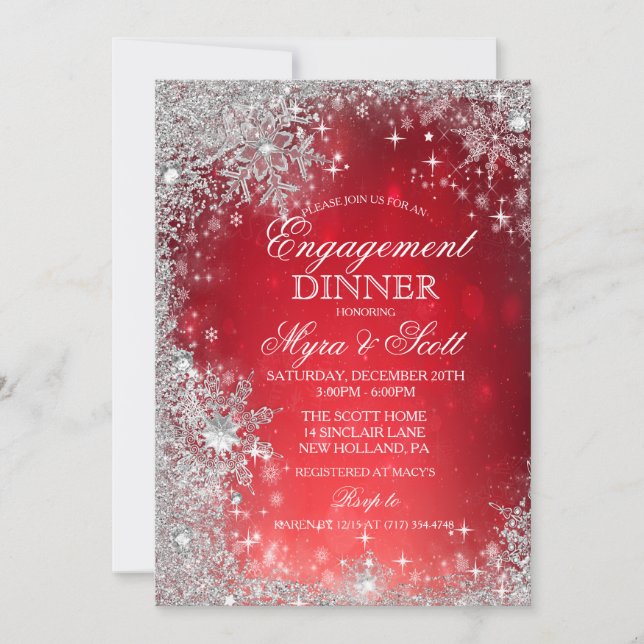 Winter Holiday Engagement Dinner Invitation (Front)