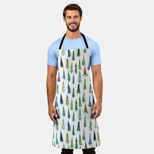 Winter Holiday Evergreen Trees Apron