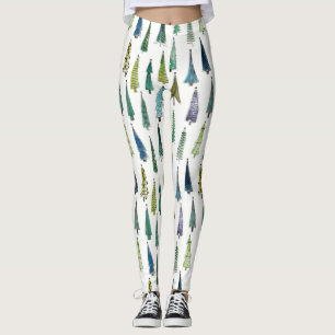 Winter Holiday Evergreen Trees Leggings