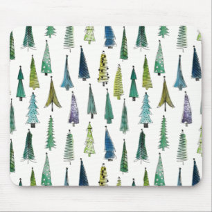 Winter Holiday Evergreen Trees Mouse Mat