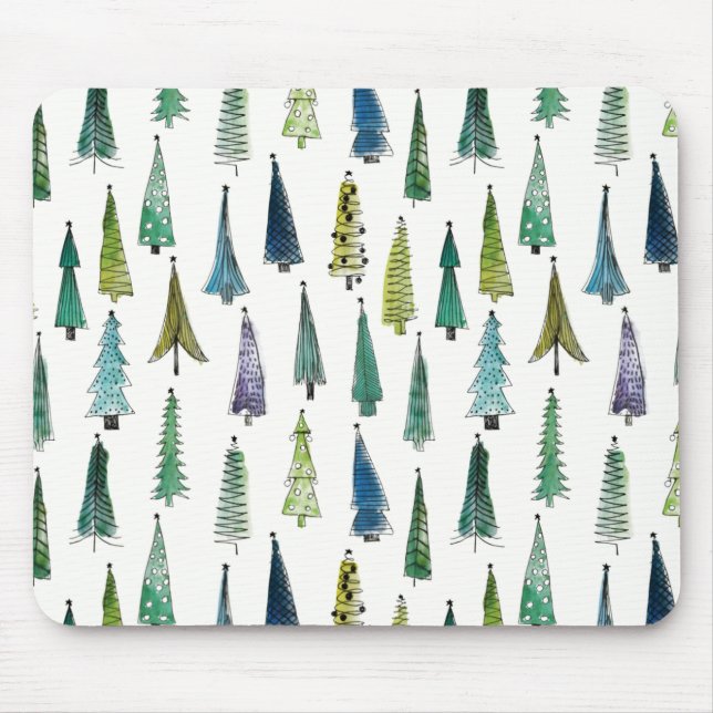 Winter Holiday Evergreen Trees Mouse Mat (Front)