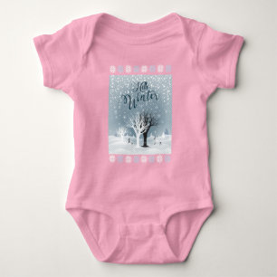 Winter Holiday Fairy Tale Fantasy Snowy Forest Baby Bodysuit