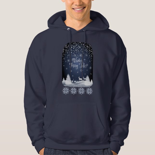 Winter Holiday Fairy Tale Fantasy Snowy Forest Hoodie (Front)