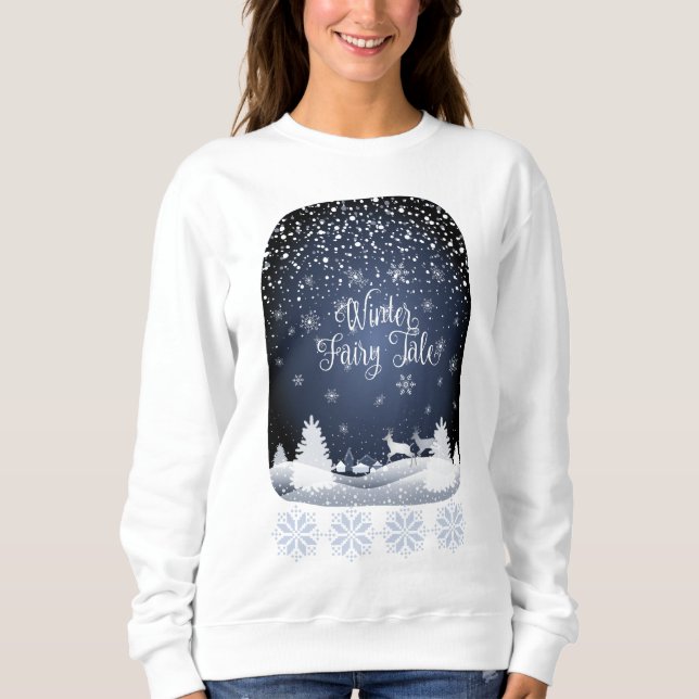 Winter Holiday Fairy Tale Fantasy Snowy Forest Sweatshirt (Front)