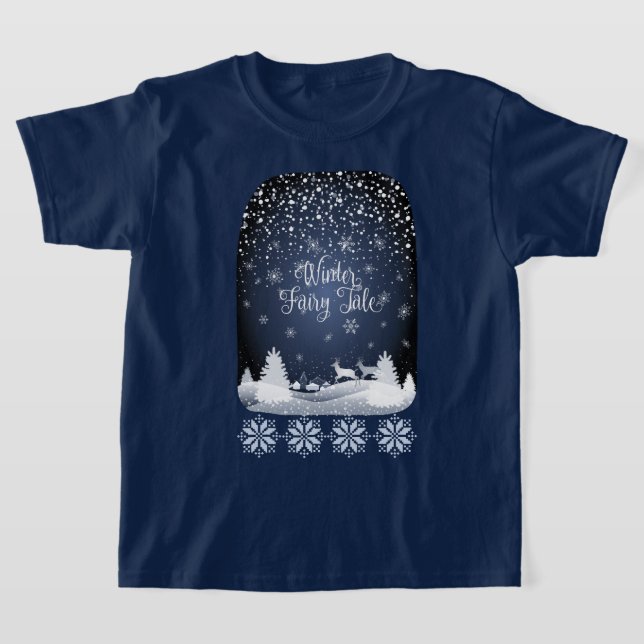 Winter Holiday Fairy Tale Fantasy Snowy Forest T-S T-Shirt (Laydown)