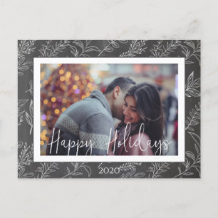 winter holiday foliage chalkboard photo postcard
