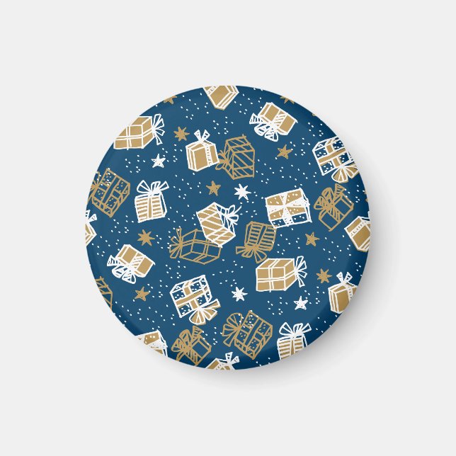 Winter Holiday Gift Boxes Pattern Magnet (Front)