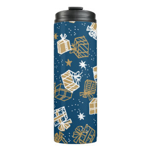 Winter Holiday Gift Boxes Pattern Thermal Tumbler
