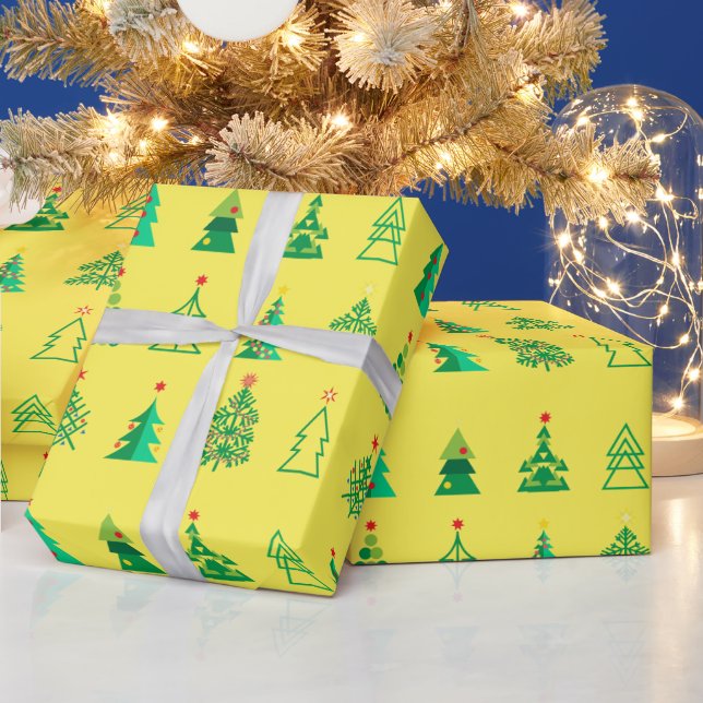Winter Holiday Gifts Decoration Christmas Fir Tree Wrapping Paper (Holidays)