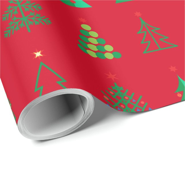 Winter Holiday Gifts Decoration Christmas Fir Tree Wrapping Paper (Roll Corner)