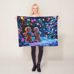 Winter holiday gingerbread Christmas art Fleece Blanket