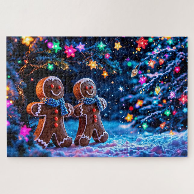 Winter holiday gingerbread Christmas art Jigsaw Puzzle (Horizontal)