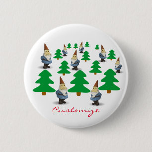 Winter Holiday Gnomes Christmas Trees Thunder_Cove 6 Cm Round Badge