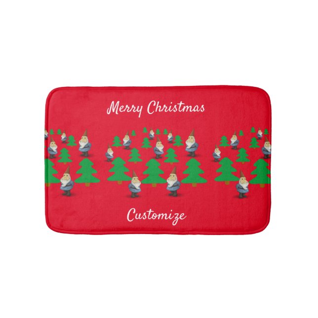 Winter Holiday Gnomes Christmas Trees Thunder_Cove Bath Mat (Front)