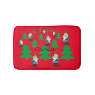 Winter Holiday Gnomes Christmas Trees Thunder_Cove Bath Mat
