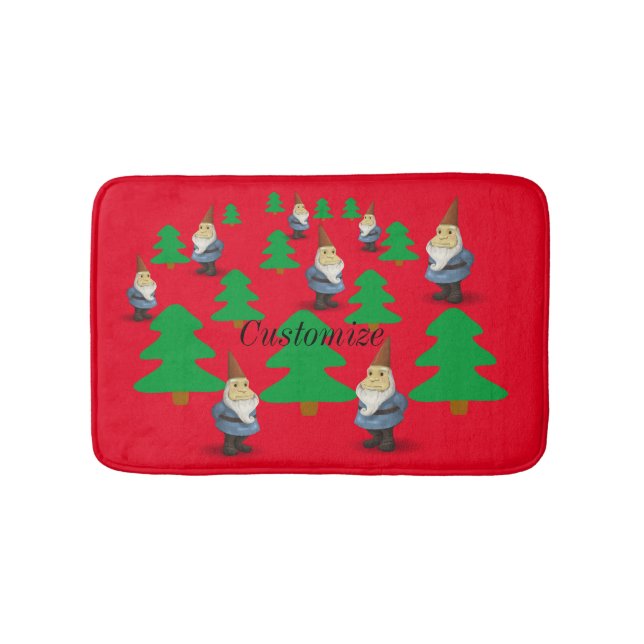 Winter Holiday Gnomes Christmas Trees Thunder_Cove Bath Mat (Front)