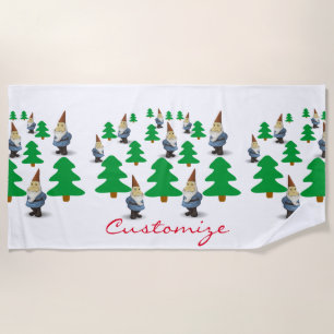 Winter Holiday Gnomes Christmas Trees Thunder_Cove Beach Towel