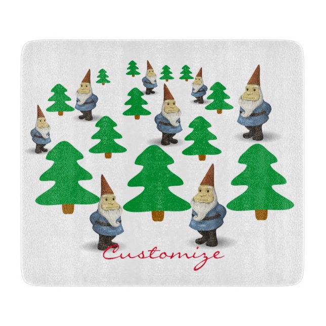 Winter Holiday Gnomes Christmas Trees Thunder_Cove Cutting Board (Front)
