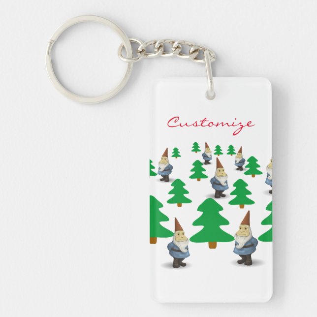 Winter Holiday Gnomes Christmas Trees Thunder_Cove Key Ring (Front)