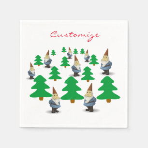 Winter Holiday Gnomes Christmas Trees Thunder_Cove Napkin