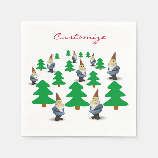 Winter Holiday Gnomes Christmas Trees Thunder_Cove Napkin (Front)