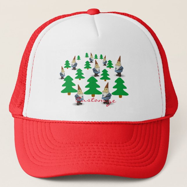 Winter Holiday Gnomes Christmas Trees Thunder_Cove Trucker Hat (Front)