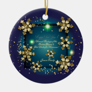 Winter Holiday Gold Decor Wishes XMAX Personalized Ceramic Tree Decoration