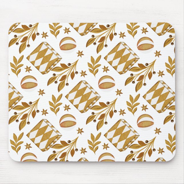 Winter holiday gold kids pattern mouse mat (Front)