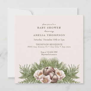 Winter Holiday Greenery   Boho Baby Shower Invitation