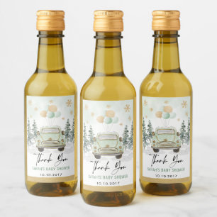Winter Holiday Greenery Gold Drive Thru Shower Wine Label