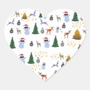 Winter Holiday Heart Stickers, Glossy Sticker