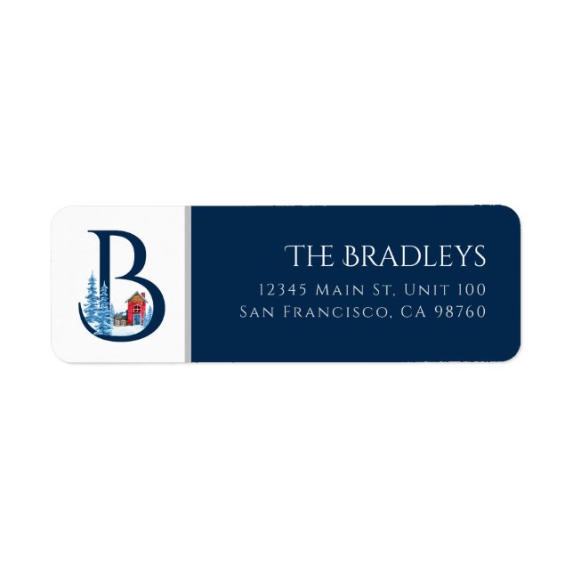 Winter Holiday | Letter B Monogram Address Label (Front)