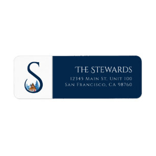 Winter Holiday Letter S Monogram Address Label