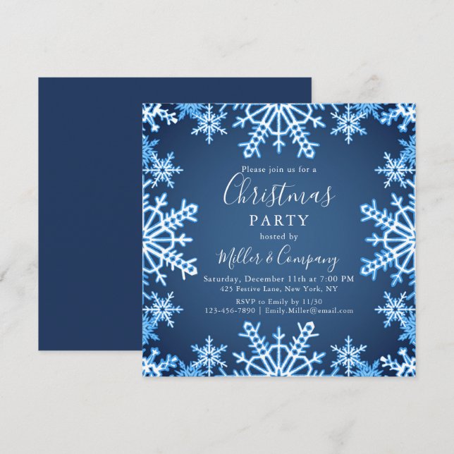 Winter Holiday Modern Corporate Christmas Party Invitation (Front/Back)