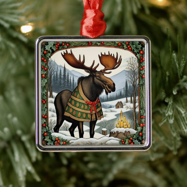 Winter Holiday Moose Metal Tree Decoration (Tree)