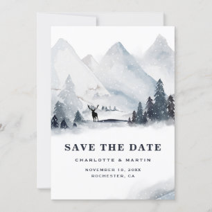 Winter Holiday Mountain Buck Wedding Save The Date