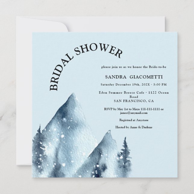 Winter Holiday Mountains Bridal Shower Invitation (Front)