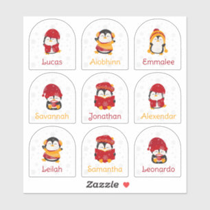 Winter Holiday Name Stickers