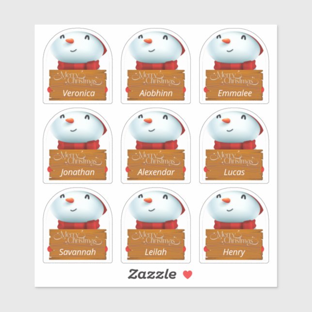 Winter Holiday Name Stickers (Sheet)