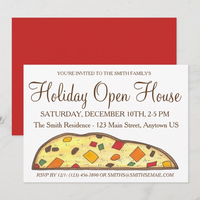 Winter Holiday Open House Christmas Biscotti Invitation (Front/Back)