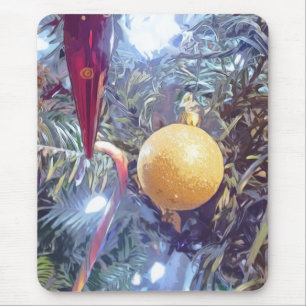 Winter Holiday Ornaments Mouse Mat