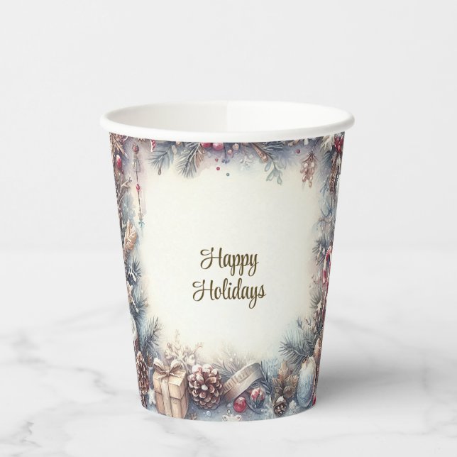 Winter Holiday Paper Cups (Left)